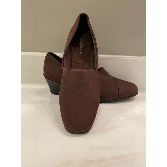 George Comfort Start Slipon Womans Brown Semi Wedge Heels Stylish size 9 EUC - Picture 1 of 9